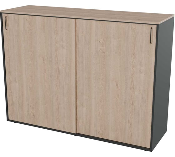 Тумба-купе высокая Prego office 1600х400х1200 Альянс мебель ПОТКВ Дуб экспрессив песочный/Антрацит