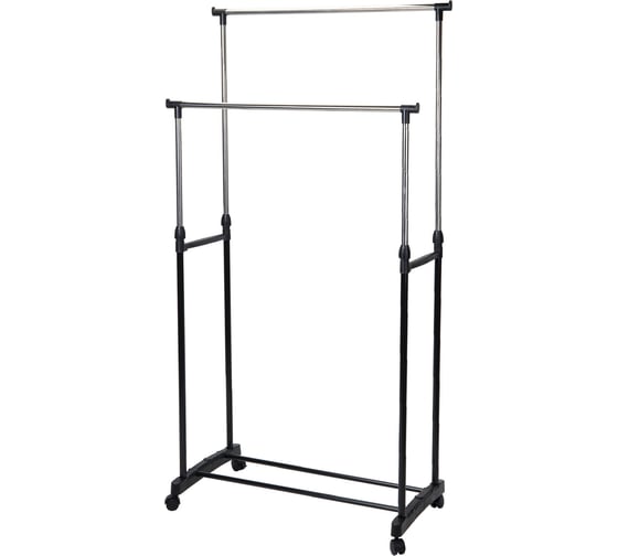 Вешалка BOOMHOUSE для плечиков двухъярусная  GR-003 (в1600Хш800Хг400мм),пласт/металл,черн/хром 701438