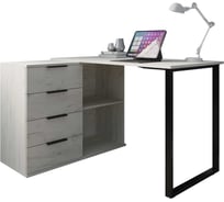 Стол на металлокаркасе и опорной тумбе с полками Альянс мебель 1200х900х750, Дуб крафт белый/Черный 853671