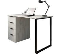 Стол на металлокаркасе и опорной тумбе Альянс мебель 1200х600х750, Дуб крафт белый/Черный 853664