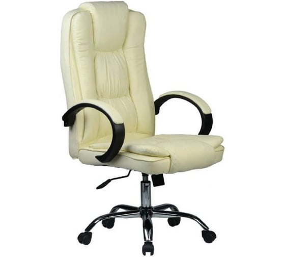 Офисное поворотное кресло KSG Kingstyle ATL-5-2 Fortline Chrome (экокожа, кремовый) KS-001199
