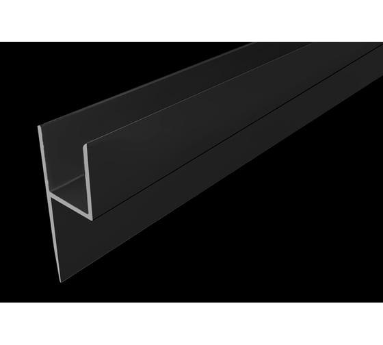 Плинтус алюминиевый KORNER Лира Ч-образный 6мм, черный матовый, 3.0 м АЧ012