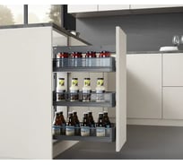 Бутылочница с боковым креплением Mebax Premium Line, выдвижной фасад, 350 мм, серый, левая 54333500 00-00003514