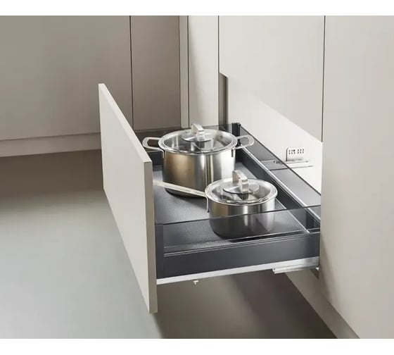 Корзина для габаритной посуды Mebax Premium Line, выдвижной фасад, 700 мм, серый 51367000 00-00003523