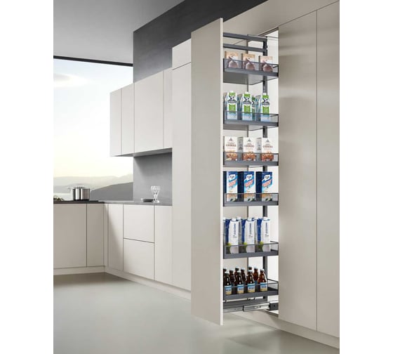 Высокая бутылочница Mebax Premium Line, выдвижной фасад, 400 мм, серый 56223000 00-00003516