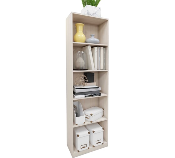 Стеллаж высокий Альянс мебель 500х250х1700, ясень шимо светлый 853725