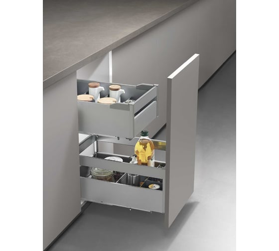 Многофункциональная корзина Mebax Griza series выдвижной фасад, 300 мм, серый 36303000 00-00003540