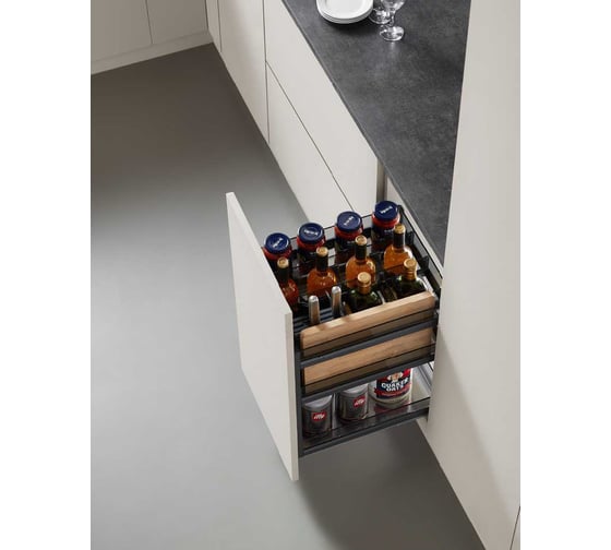 Многофункциональная корзина Mebax Premium Line, выдвижной фасад, 300 мм, серый 51603000 00-00003526