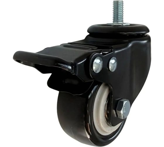 Колесо аппаратное СТЕЛЛА-ТЕХНИК, для мебели, поворотное с тормозом (50мм,50кг) ПВХ,полипропилен 3307-50