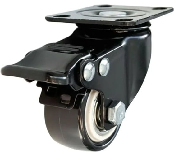 Колесо аппаратное СТЕЛЛА-ТЕХНИК для мебели, поворотное с тормозом (50мм,50кг) ПВХ,полипропилен 3303-50