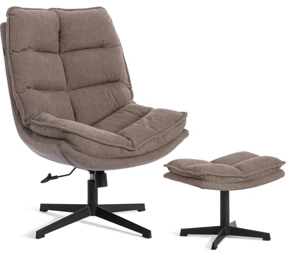 Кресло Tetchair Рефлекс/Reflex с пуфом велюр/букле (HYP), бежевый 25507