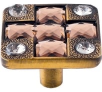 Мебельная ручка-кнопка SOLLER 873к античная, латунь/стразы Ж1349