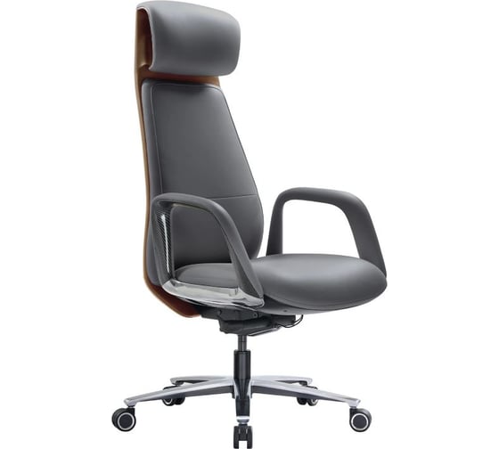 Кресло HAWASAN PREMIUM EX-820, синхромеханизм, слайдер, экокожа, графит/коричневое, 533238