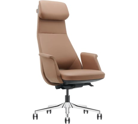 Кресло HAWASAN PREMIUM EX-840 STELLAR, синхромеханизм, алюминий, экокожа, коричневое 533242