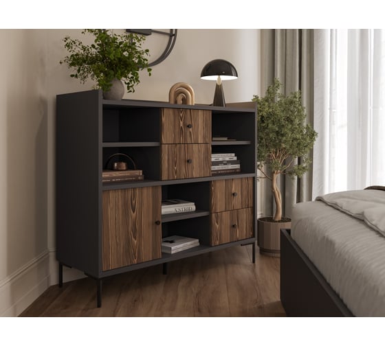 Буфет 1200 Тераввио графит/сосна глэм 1214х450х1080 мм Alternative 66088
