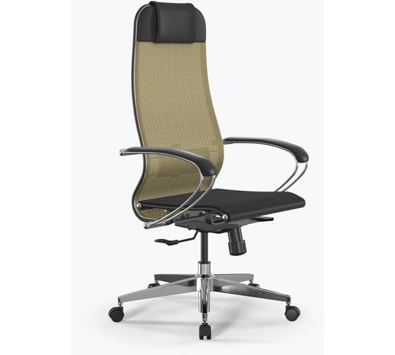Кресло для персонала МЕТТА ErgoLife Set 4/подл.131/осн.Synchro 004 (Золотой ротанг-Черный 558.16.1.3E3)