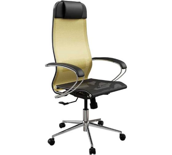 Кресло для персонала МЕТТА ErgoLife Set 4/подл.131/осн.Synchro 052 (Золотой ротанг-Черный 558.16.1.403)