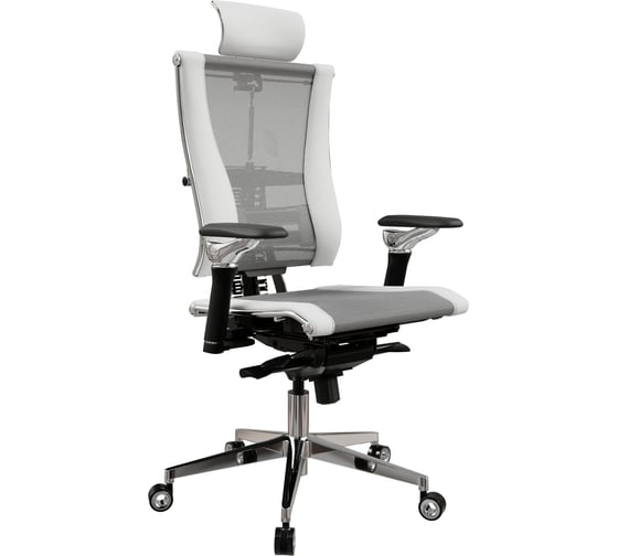 Кресло руководителя METTA Y 4DF L2-57D - YM93+Infinity /Vc09/Nc09/D06P/H13mL-3D(M06.B35.G11.W04) (Св.серый-Белый)