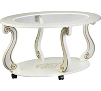 Журнальный стол Мебелик Овация С на колесах, слоновая кость, золото 00 6754