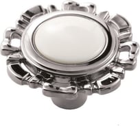 Мебельная ручка-кнопка Левша FB-033 000 хром глянцевый белый TS У8-0139