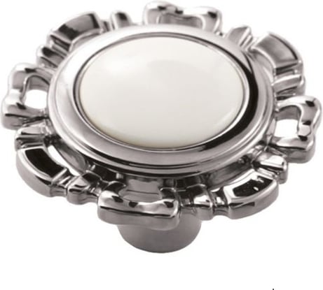 Мебельная ручка-кнопка Левша FB-033 000 хром глянцевый белый TS У8-0139