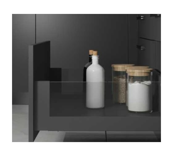 Комплект ящика MAKMART Индиго Стекло/Indigo Vetro H=175, L=450, отделка орион серый M-INDV.KCD.450.OG