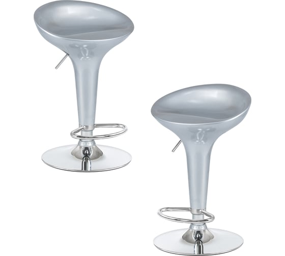 Стул барный DOBRIN набор 2 шт BOMBA (серебряный металлик) LM-1004-N_CH-M_ABS-silver