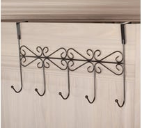 Наддверная вешалка Доляна Вензель 5 крючков, 38х22,5х10 см, цвет черный 2998539