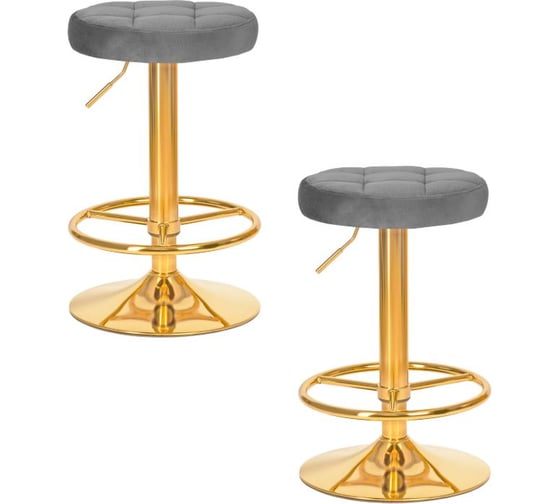 Табурет барный DOBRIN набор 2 шт BRUNO GOLD (серый велюр (MJ9-75)) LM-5008-N_G-M_V-MJ9-75