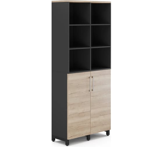 Шкаф распашной Kobor HR/3/3-90/40/M black/natural 221117