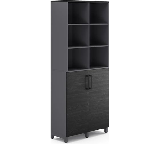 Шкаф распашной Kobor HR/3/3-90/60/M graphite/wood 222001