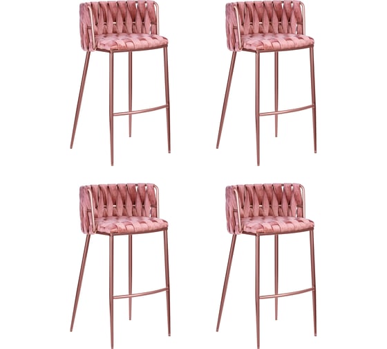 Стул барный DOBRIN Набор 4 шт EMMA ROSE GOLD (цвет сиденья розовый велюр (VF-10), цвет основания розовое золото) LMN-1538-N_PG-M_V-VF-10