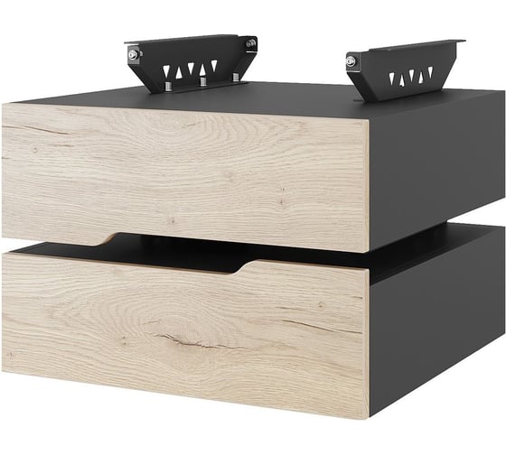 Тумба подвесная Kobor на 2 ящика T-2 black/natural 230443