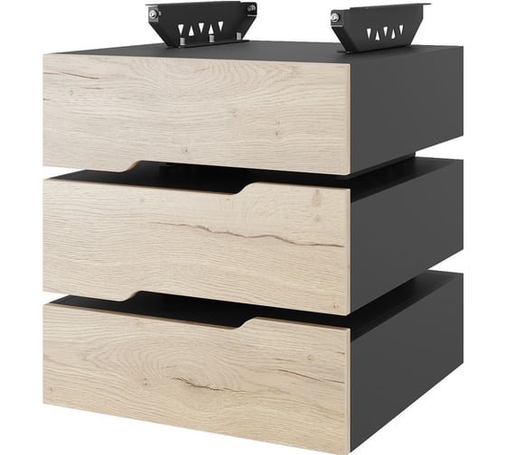 Тумба подвесная Kobor на 3 ящика T-3 black/natural 230444