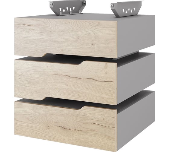 Тумба подвесная Kobor на 3 ящика T-3 aluminum/natural 230473