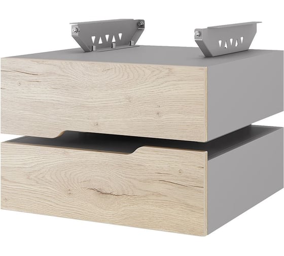 Тумба подвесная Kobor на 2 ящика T-2 aluminum/natural 230472