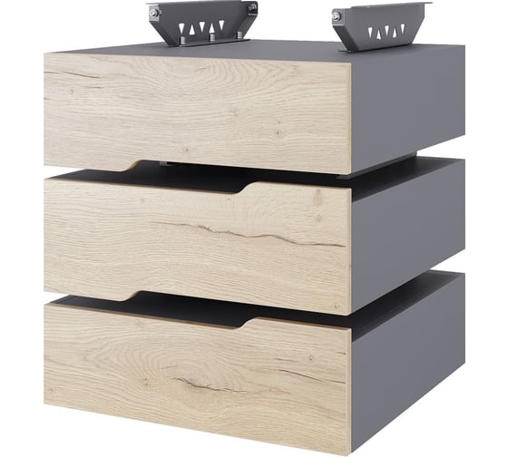 Тумба подвесная Kobor на 3 ящика T-3 graphite/natural 230458
