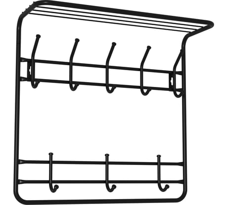 Двухъярусная настенная вешалка ЗМИ с полкой цвет черный ВСП8Ч