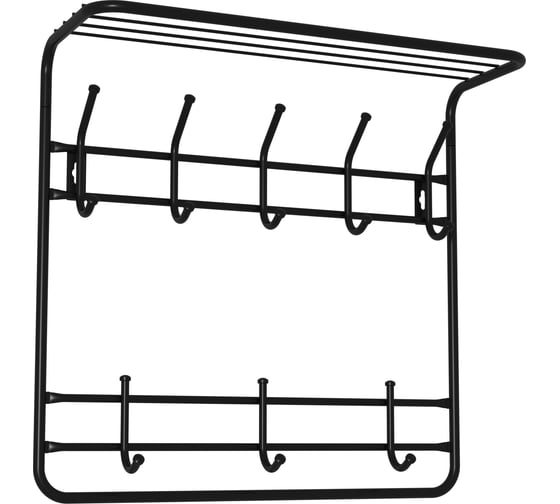 Двухъярусная настенная вешалка ЗМИ с полкой цвет черный ВСП8Ч 1