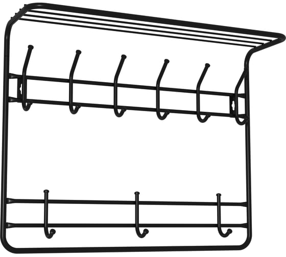 Двухъярусная настенная вешалка ЗМИ с полкой цвет черный ВСП9Ч 1