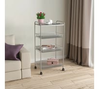 Этажерка-стеллаж для хранения ЗМИ Ладья 34 КС 4 секции с колёсами цвет металлик Э357Мет