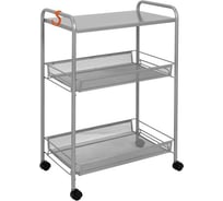 Этажерка-стеллаж для хранения ЗМИ Ладья 33КС 3 полки с колёсами цвет металлик Э356Мет