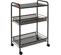 Этажерка-стеллаж для хранения ЗМИ Ладья 33КС 3 полки с колёсами цвет медный антик Э356М