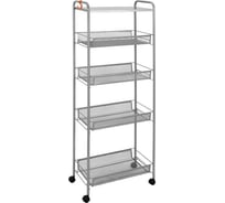 Этажерка-стеллаж для хранения ЗМИ Ладья 25КС 4 полки с колёсами цвет металлик Э443Мет