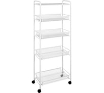 Этажерка / Стеллаж для хранения ЗМИ Ладья 25КС / 4 полки / с колёсами / цвет белый Э 443 Б Э 443  Б