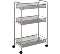 Этажерка-стеллаж для хранения ЗМИ Ладья 2К 3 полки с колёсами цвет металлик Э322Мет