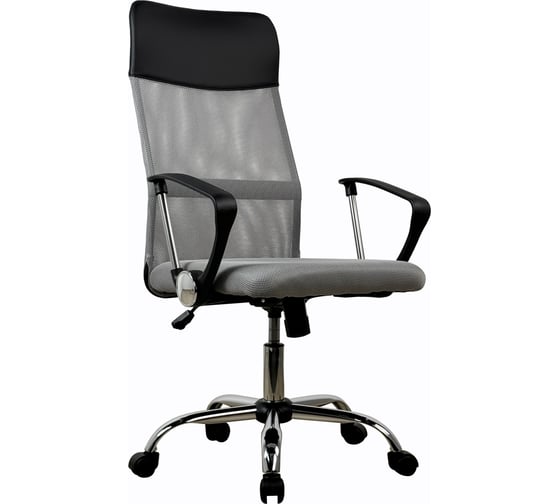Кресло рабочее KSG Kingstyle FK-1-2 Noir Chrome светло-серое, черное KS-001423