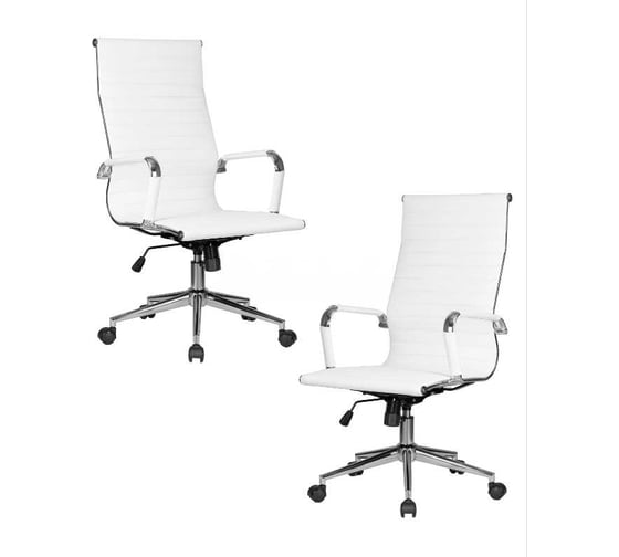 Офисное кресло для руководителей DOBRIN Набор 2 шт CLARK SIMPLE (белый) LMR-101B-N_CH-M_EL-white