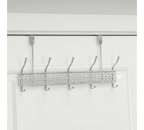 Надверная вешалка Доляна Витая 5 двойных крючков 42,5x22x6 см цвет хром 6894943