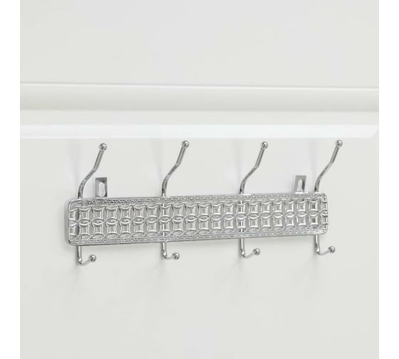 Вешалка Доляна Витая на 4 двойных крючках 32,5x13x6 см цвет хром 6894939